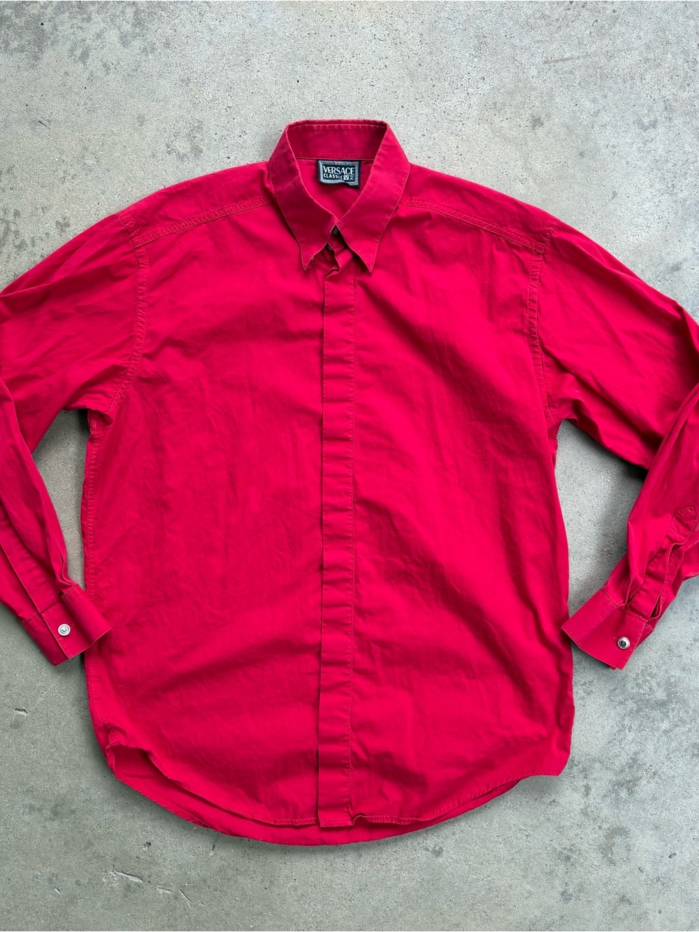 Vintage Versace Classic V2 Button Down Shirt Men's 39 15 1/2 Red Shirt